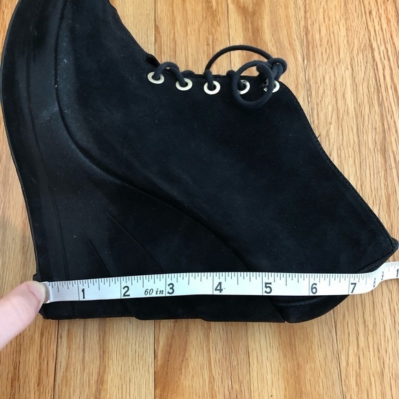 Diane Von Furstenberg Payton Black Wedge Boots Peep Toe Lace Up Black Su… - Picture 10 of 10